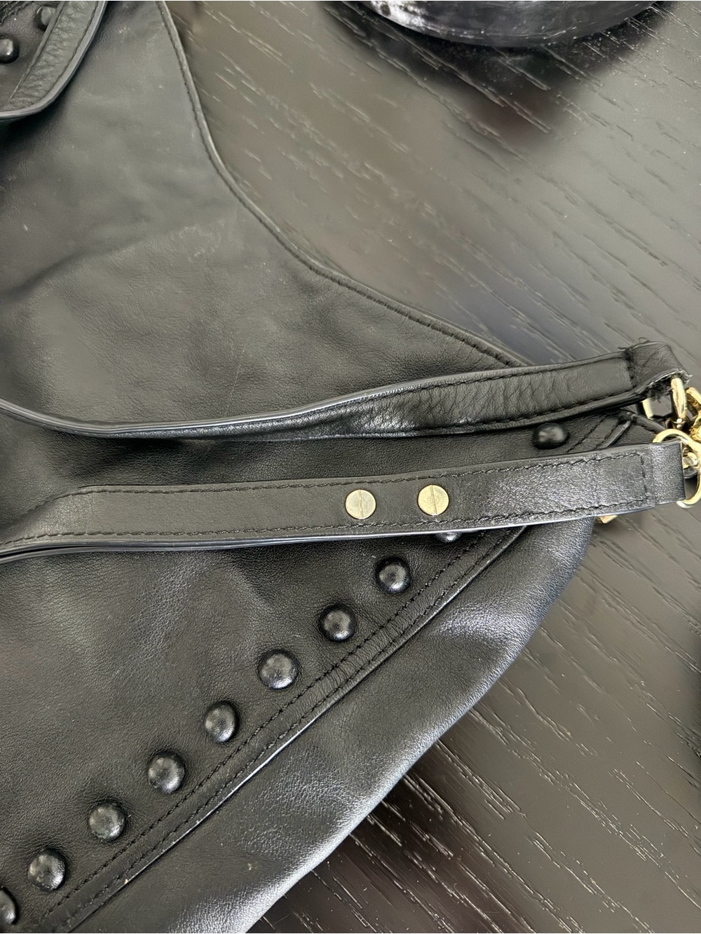 Loeffler Randall Black Leather Studded Shoulder Bag | classic everyday tote work - Picture 11 of 12